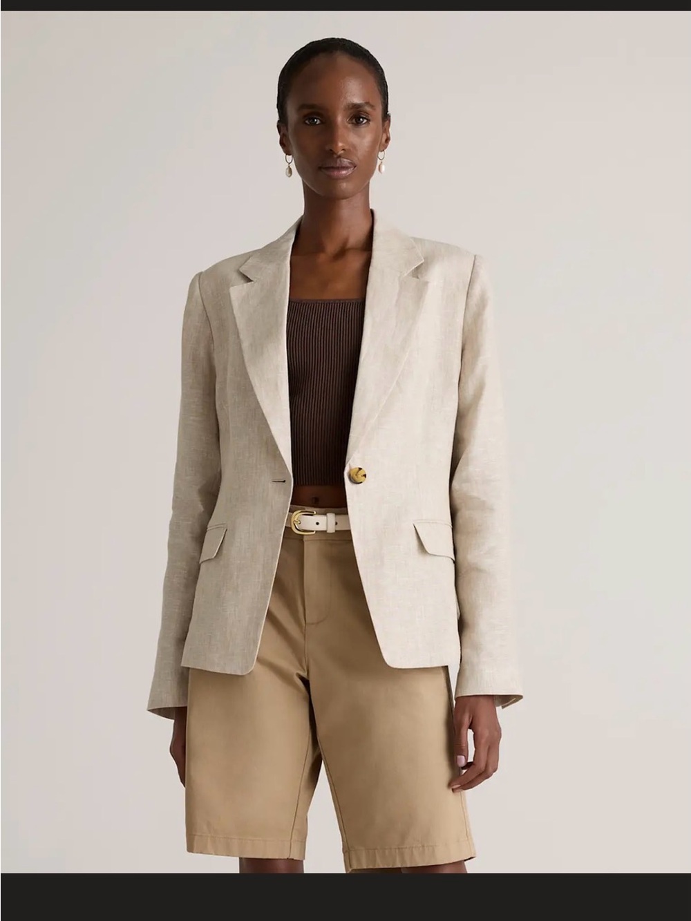 Quince 100% European Linen structured Blazer in flax
